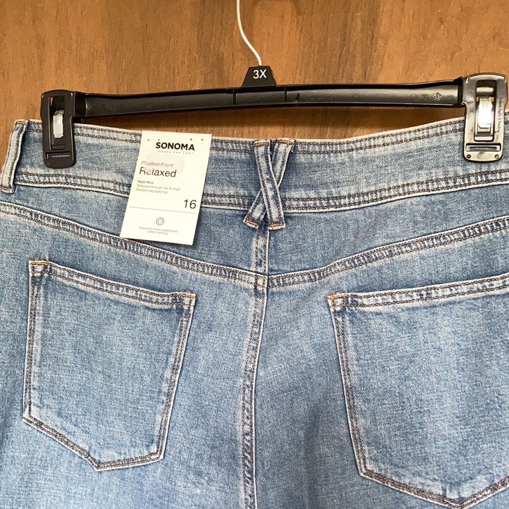 Sonoma relaxed pleated front jean high rise straight leg opening casual retro 16 - Picture 8 of 17